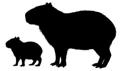 An Endearing Depiction of the World's Largest Rodent and its Young, Symbolizing Wildlife and Family Bonds