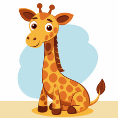 Fototapeta premium giraffe cartoon with blank sign