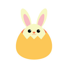 Adorable bunny hiding behind a giant Easter egg for festive joy Vector illustration