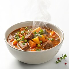 Steaming Beef Stew in Bowl with Vegetables, Comfort Food , Meal