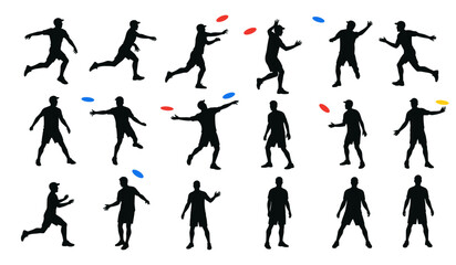 Dynamic Silhouettes Athletes in Action Throwing and Catching Frisbees  Ultimate Sport, Recreation, and Leisure