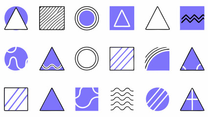 Set of 25 Modern Geometric Shapes | Retro Memphis Design Elements Collection.