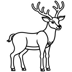 Reindeer (stylized) line art vector