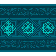 Teal and blue geometric islamic ornamental border new design