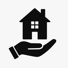 very simple flat and single minimalist House Purchase Silhouettes in black on a white background