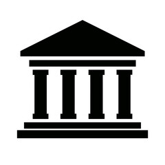 very simple flat and single minimalist Building and Columns Silhouettes in black on a white background