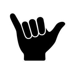 very simple flat and single minimalist Shaka Sign Silhouettes in black on a white background