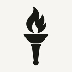 very simple flat and single minimalist Torch Emblem Silhouettes in black on a white background