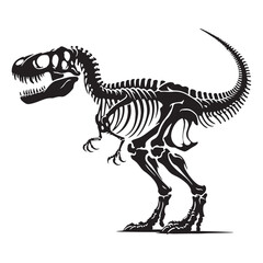 Skeletal might preserved – Tyrannosaurus rex skeleton silhouette drawn with bold Tyrannosaurus rex skeleton vector – dinosaur skeleton silhouette

