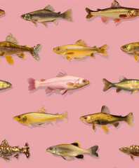 Vintage Fish Seamless Texture Pattern - Perfect Repeat	