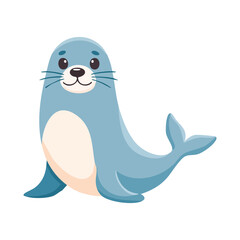 A cute cartoon seal with a charming smile and a playful pose. This illustration showcases the friendly nature of marine life.