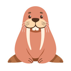 A cute cartoon walrus smiling