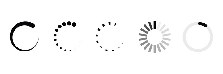 Set of loading bar icon collection. loading status bar in different , Download progress symbol.