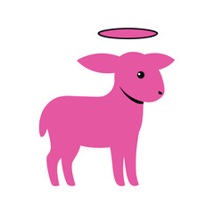 Gentle lamb with a glowing halo symbolizing peace and Easter spirit Vector illustration