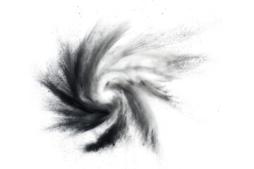 Obraz premium swirling vortex of dark smoke isolated on white background