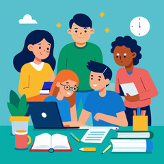 
Students working together on homework at a study table
