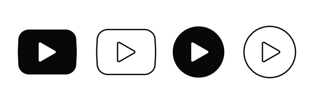 Set of video and audio play button collection. Play button symbol vector illustration.