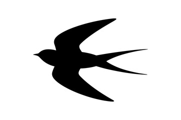 Black silhouette of a flying swallow bird vector
