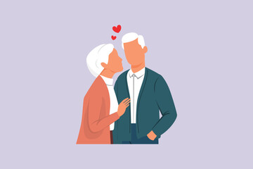 Seniors in Love Concept. Colored flat vector illustration isolated