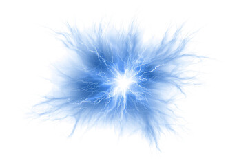 Fototapeta premium Abstract illustration of vibrant blue energy explosion isolated on white background