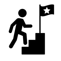 very simple flat and single minimalist Steps to Success Silhouettes in black on a white background
