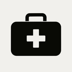 Obraz premium very simple flat and single minimalist Firsaid Box Silhouettes in black on a white background