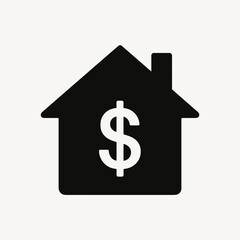 Obraz premium very simple flat and single minimalist Home Money Silhouettes in black on a white background