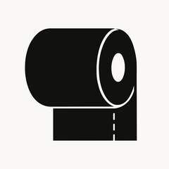 very simple flat and single minimalist Toilet Paper Silhouettes in black on a white background