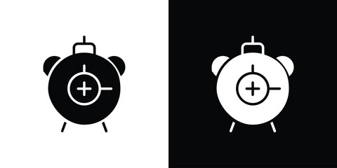 Alarm plus icon black silhouette for web, and mobile app