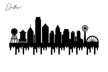 Dallas Skyline Silhouette. Dallas City. Black and White Silhouette of Dallas City. Vector Design Isolated on White Background