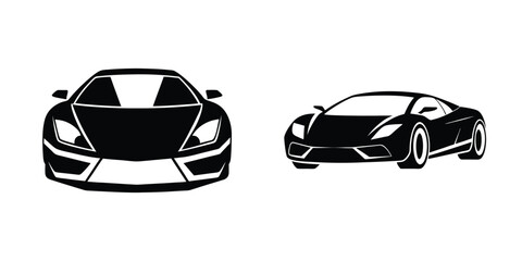 Creative look at an aerodynamic sports car cutting through air Silhouette on White Background

