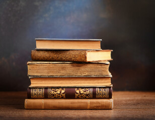 Old books arranged highlighting their historical significance. Neatly arranged representing a collection of wisdom