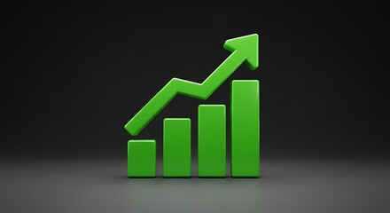 Green Growth Chart on Black Background