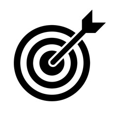 very simple flat and single minimalist Hitting Target Silhouettes in black on a white background