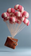 parachute deployed from wallet as it falls toward ground conceptual illustration of financial protection side copy space