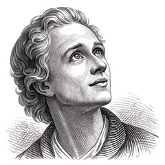 Engraved Portrait Symbolizing Future - Hope and Vision