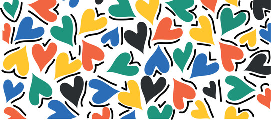 Valentine’s Day Vector Art: Seamless Red Brushstroke Heart Frame Banner with Hand-Painted Texture for Romantic Graphic Designs