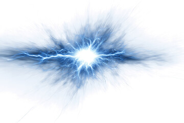 Fototapeta premium electrifying burst of blue energy radiating isolated on white background