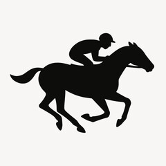 very simple flat and single minimalist Horse Racing Silhouettes in black on a white background