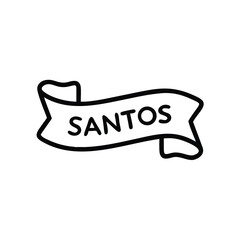 Black Line Curved Ribbon Banner Santos Name Tag Handmade Design Element vector