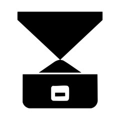 a black and white vector icon of a hologram projector device, perfect for technology and science designs