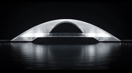 Obraz premium Illuminated Modern Bridge with Reflection on Calm Water Surface