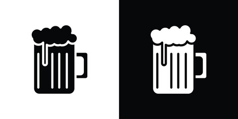 Beer mug icon black silhouette for web, and mobile app