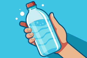 Hand holding a bottle of refreshing water