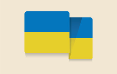 Rounded Ukrainian Flag Icon with 3D Shadow Vector.