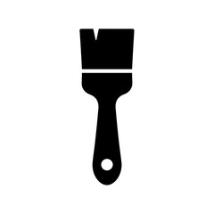 very simple flat and single minimalist Paint Brush Silhouettes in black on a white background