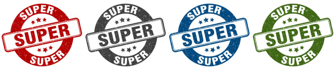 super stamp. super round stamp set isolated on white background