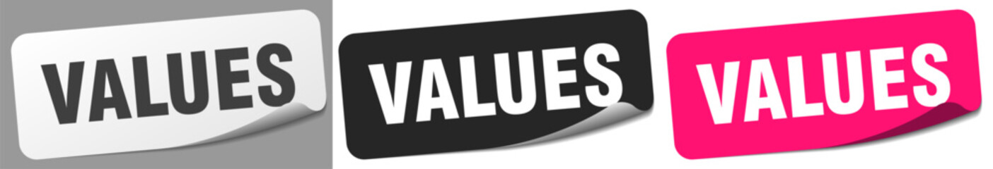 values sticker. values sticker set on white background