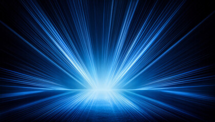 intense blue light rays on dark background