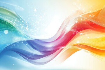 Abstract rainbow waves with glowing particles
